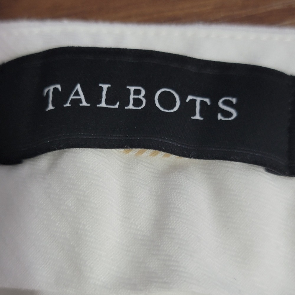 Talbots Windsor Curvy Pants Womens 12P White Linen Straight Leg Coastal Preppy - Picture 5 of 11